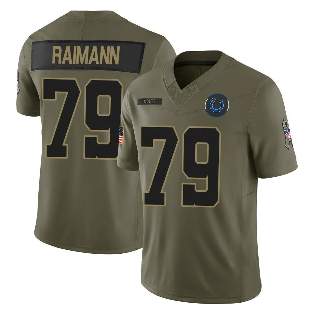 Rebec IN.Colts #79 Bernhard Raimann Player Olive Salute To Service Limited Game Stitched Jerseys