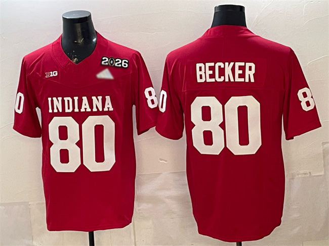 Rebec IN.Hoosiers #80 Charlie Becker Red F.U.S.E. 2026 Patch Stitched Football College Jerseys