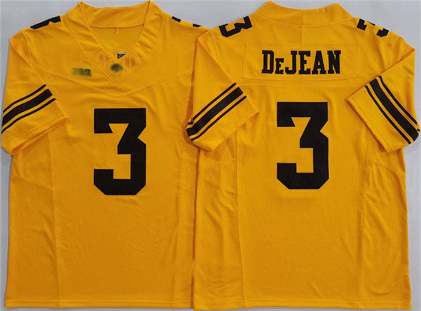 Rebec I.Hawkeyes #3 Cooper DeJean Yellow F.U.S.E. Stitched American College Jerseys