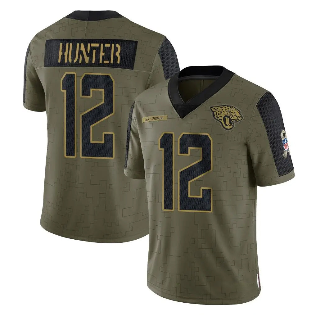 Rebec J.Jaguars #12 Travis Hunter Player Olive Salute To Service Limited Game Stitched Jerseys