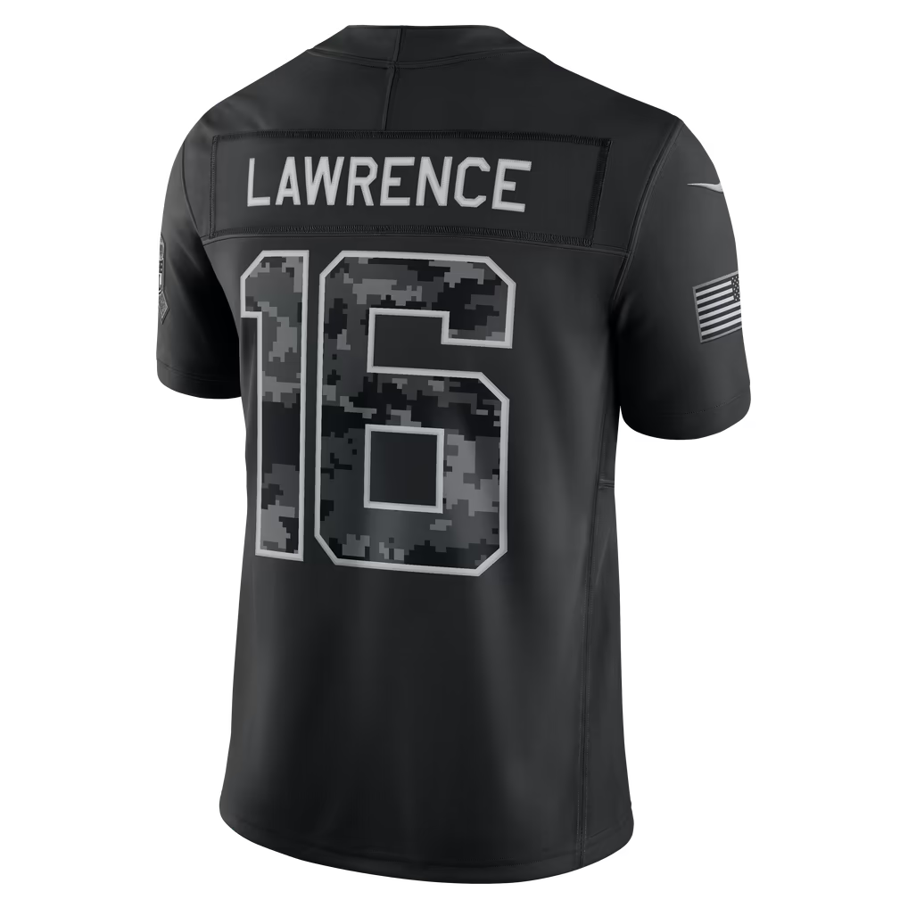 Rebec  J.Jaguars #16Trevor Lawrence Black 2026 Salute to Service Stitched Limited Jersey