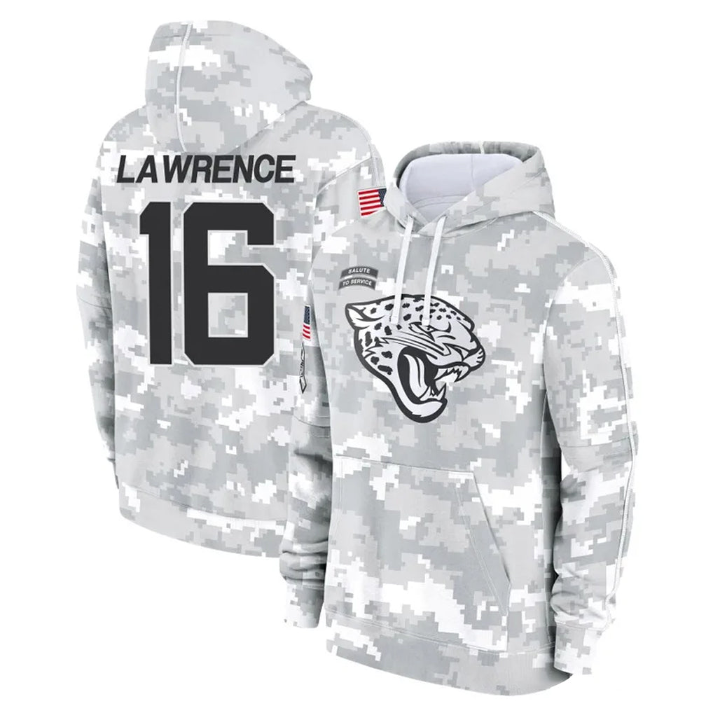 Rebec J.Jaguars #16 Trevor Lawrence Player Arctic Camo Salute to Service Hoodies Limited Game Stitched Jerseys