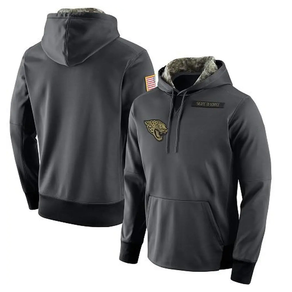 Rebec J.Jaguars #1 Montaric Brown Player Gray Salute to Service Hoodies Limited Game Stitched Jerseys
