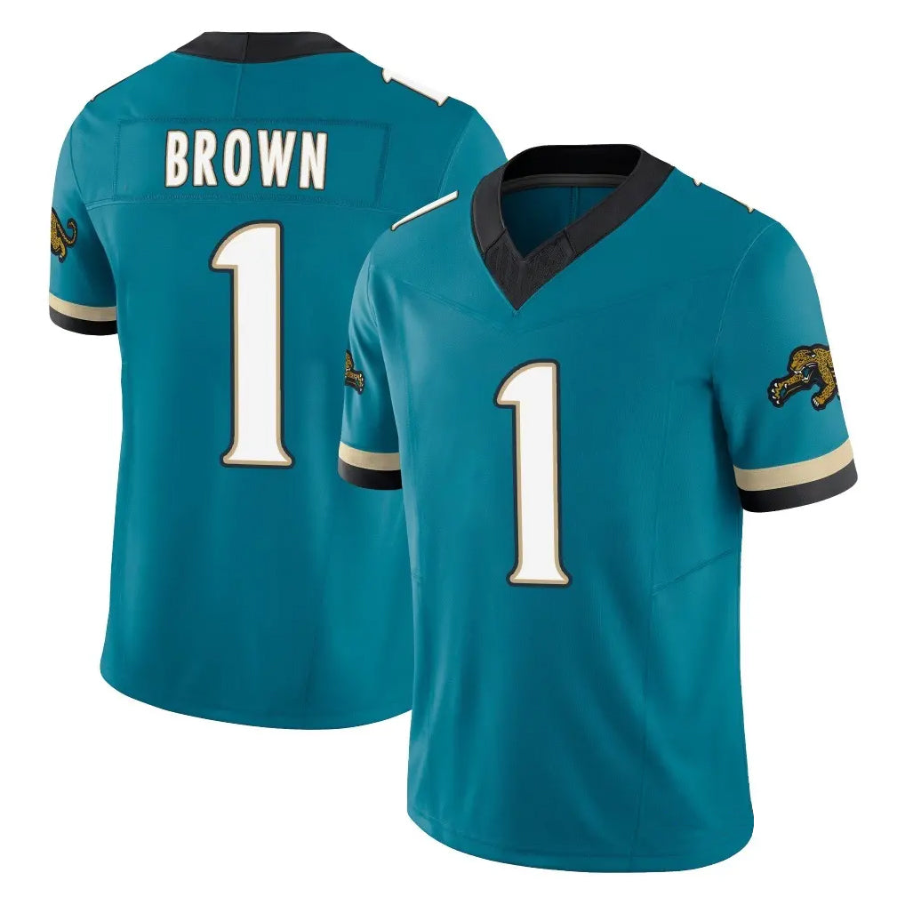 Rebec J.Jaguars #1 Montaric Brown Player Teal Prowler Throwback Vapor F.U.S.E. Limited Home Game Stitched Jerseys
