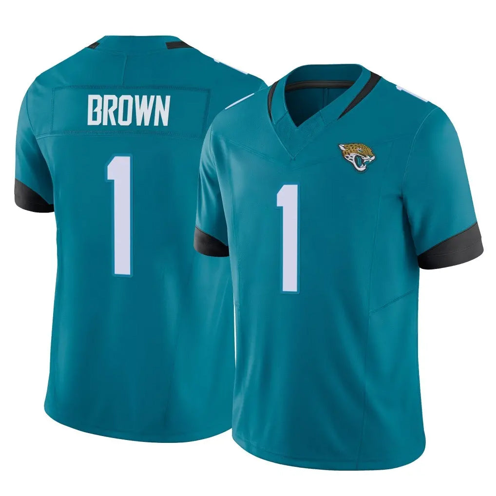 Rebec J.Jaguars #1 Montaric Brown Player Teal Vapor F.U.S.E. Limited Home Game Stitched Jerseys