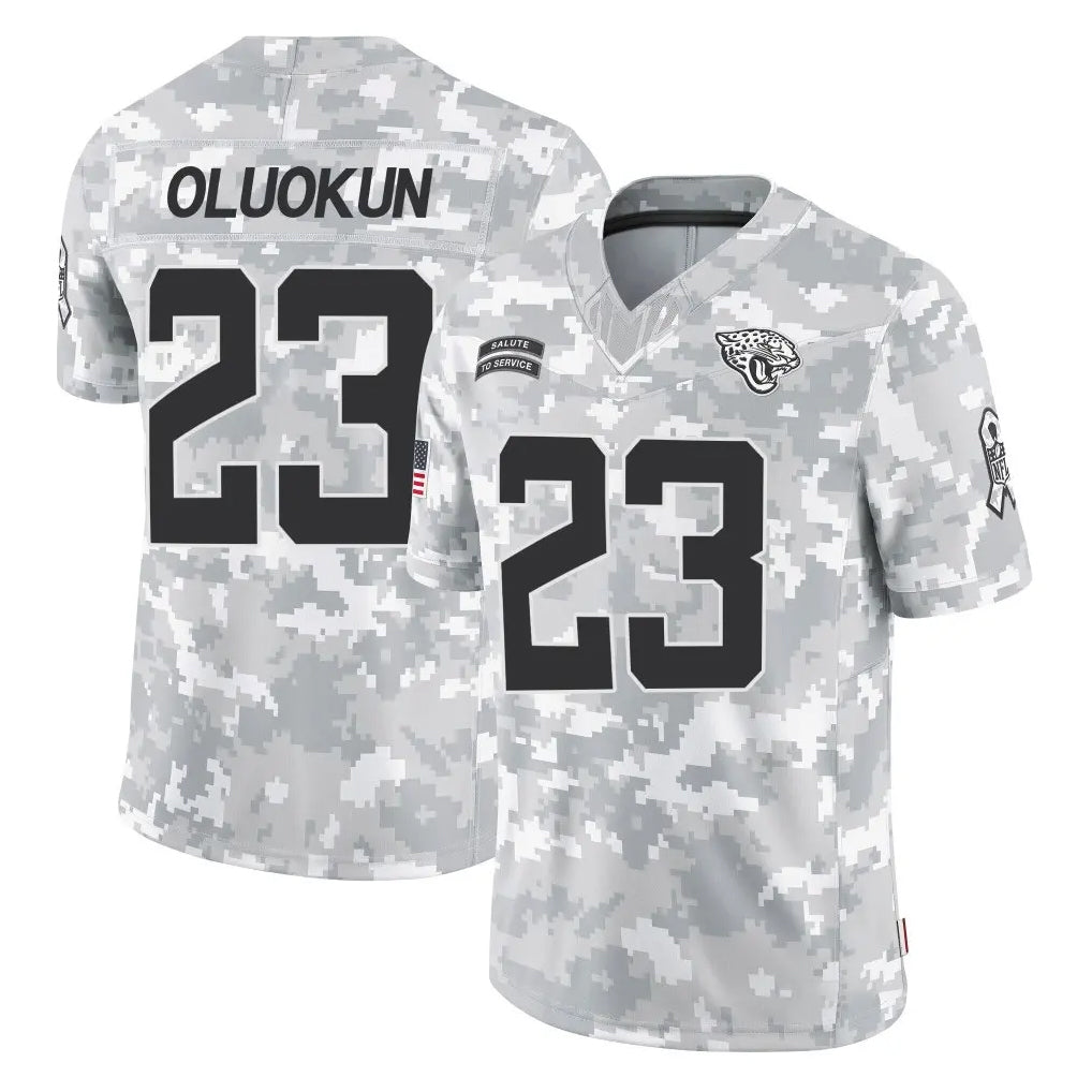 Rebec J.Jaguars #23 Foyesade Oluokun Player Arctic Camo Salute To Service Limited Game Stitched Jerseys