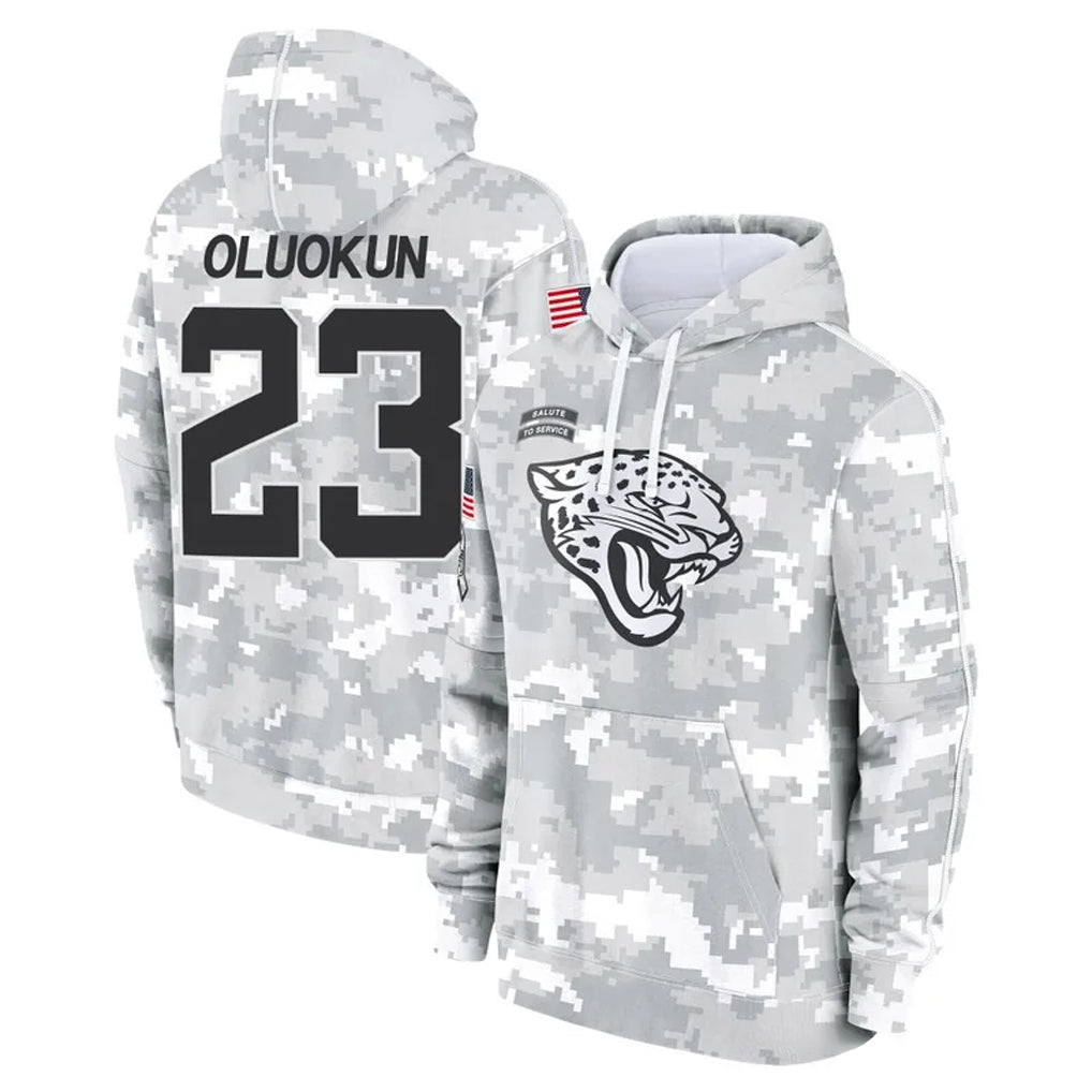 Rebec J.Jaguars #23 Foyesade Oluokun Player Arctic Camo Salute to Service Hoodies Limited Game Stitched Jerseys