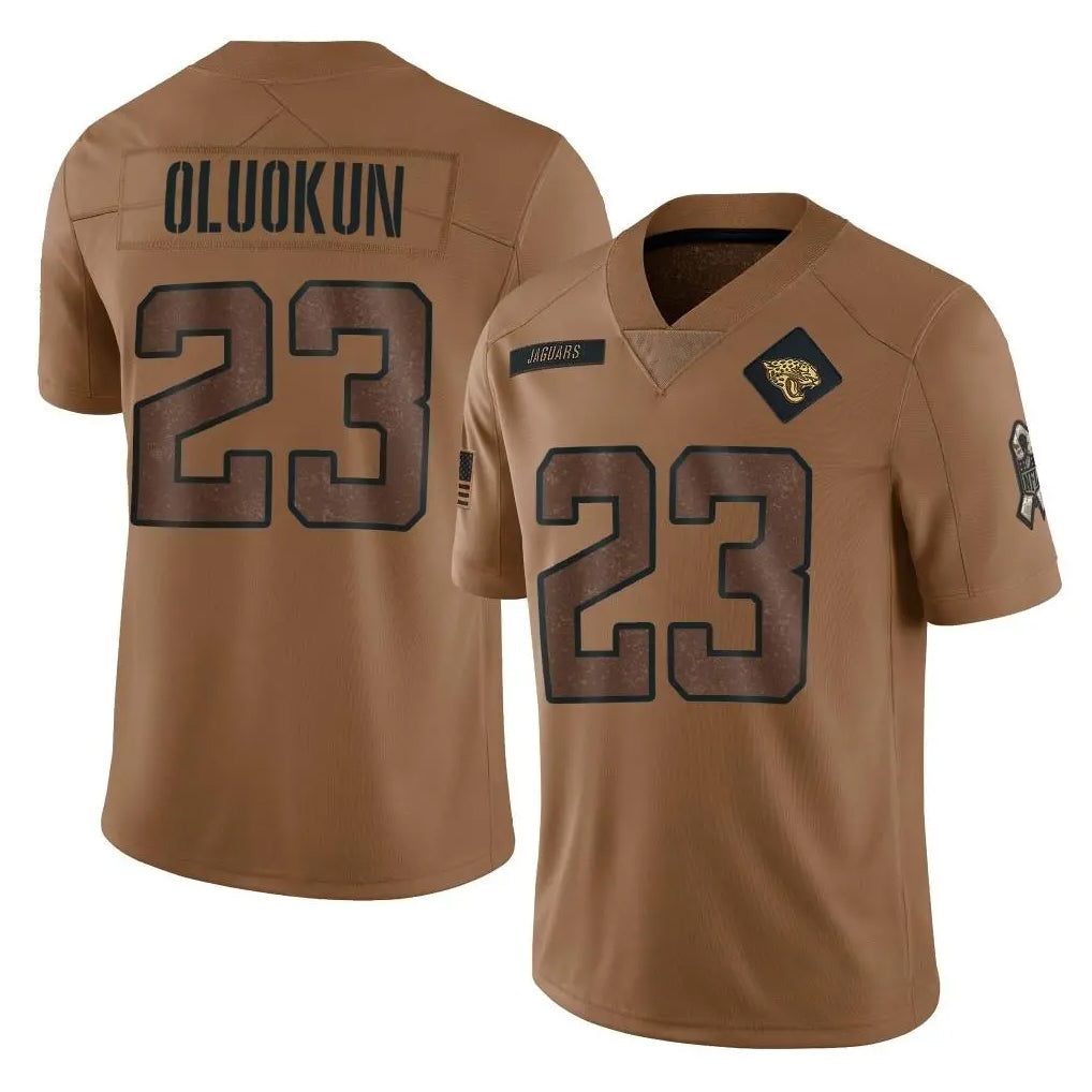 Rebec J.Jaguars #23 Foyesade Oluokun Player Brown Salute To Service Limited Stitched Jerseys