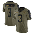 Rebec J.Jaguars #3 Jakobi Meyers Player Olive Salute To Service Limited Game Stitched Jerseys