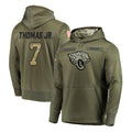 Rebec J.Jaguars #7 Brian Thomas Jr. Player Olive Salute to Service Pullover Hoodies Home Game Stitched Jerseys