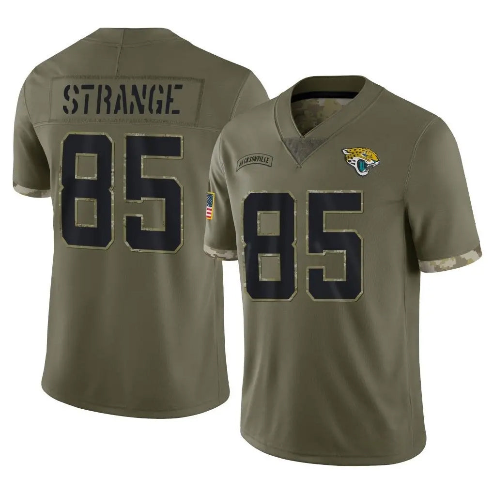 Rebec J.Jaguars #85 Brenton Strange Player Olive Salute To Service Limited Stitched Jerseys