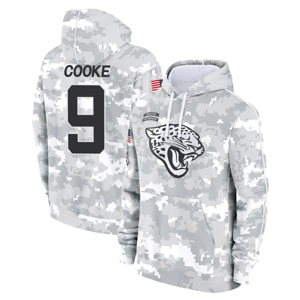 Rebec J.Jaguars #9 Logan Cooke Player Arctic Camo Salute to Service Hoodies Limited Game Stitched Jerseys