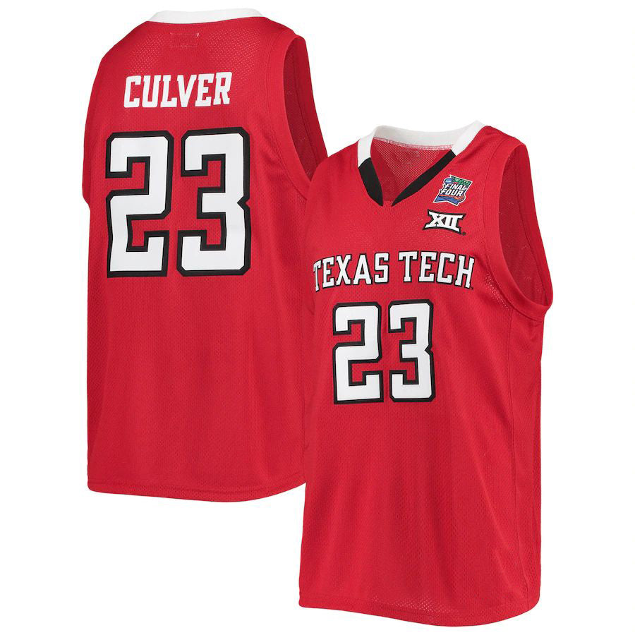 Rebec T.Tech Red Raiders #23 Jarrett Culver Original Retro Brand Alumni Commemorative Replica Basketball Jersey Red Stitched American College Jerseys