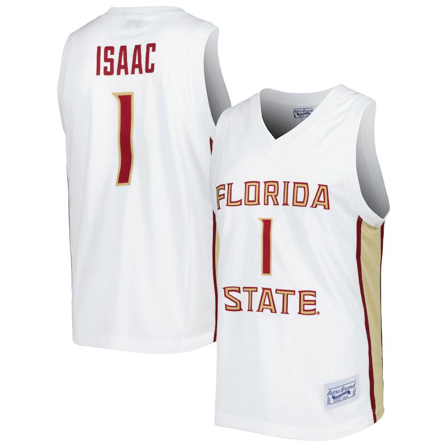 Rebec F.State Seminoles #1 Jonathan Isaac Original Retro Brand Alumni Commemorative Replica Basketball Jersey White Stitched American College Jerseys