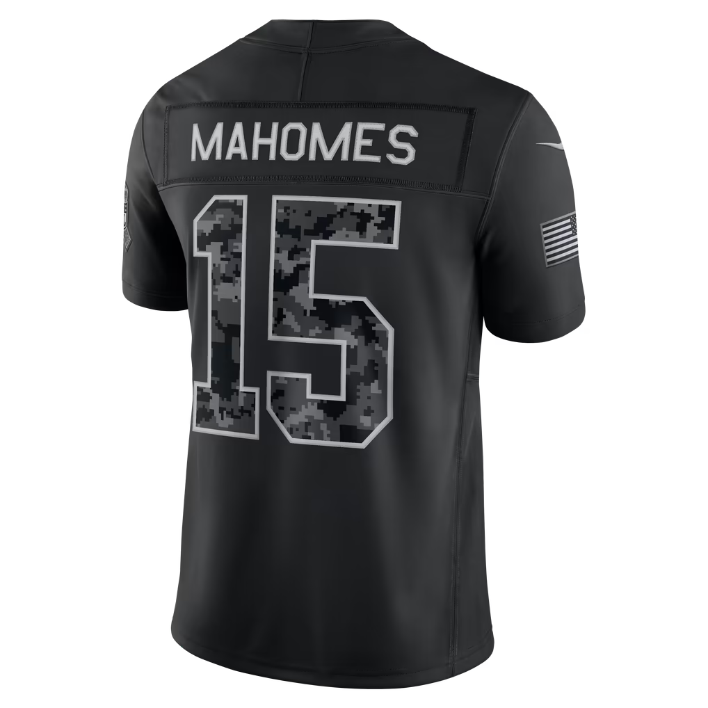 Rebec  KC. Chiefs #15 Patrick Mahomes Black 2026 Salute to Service Stitched Limited Jersey