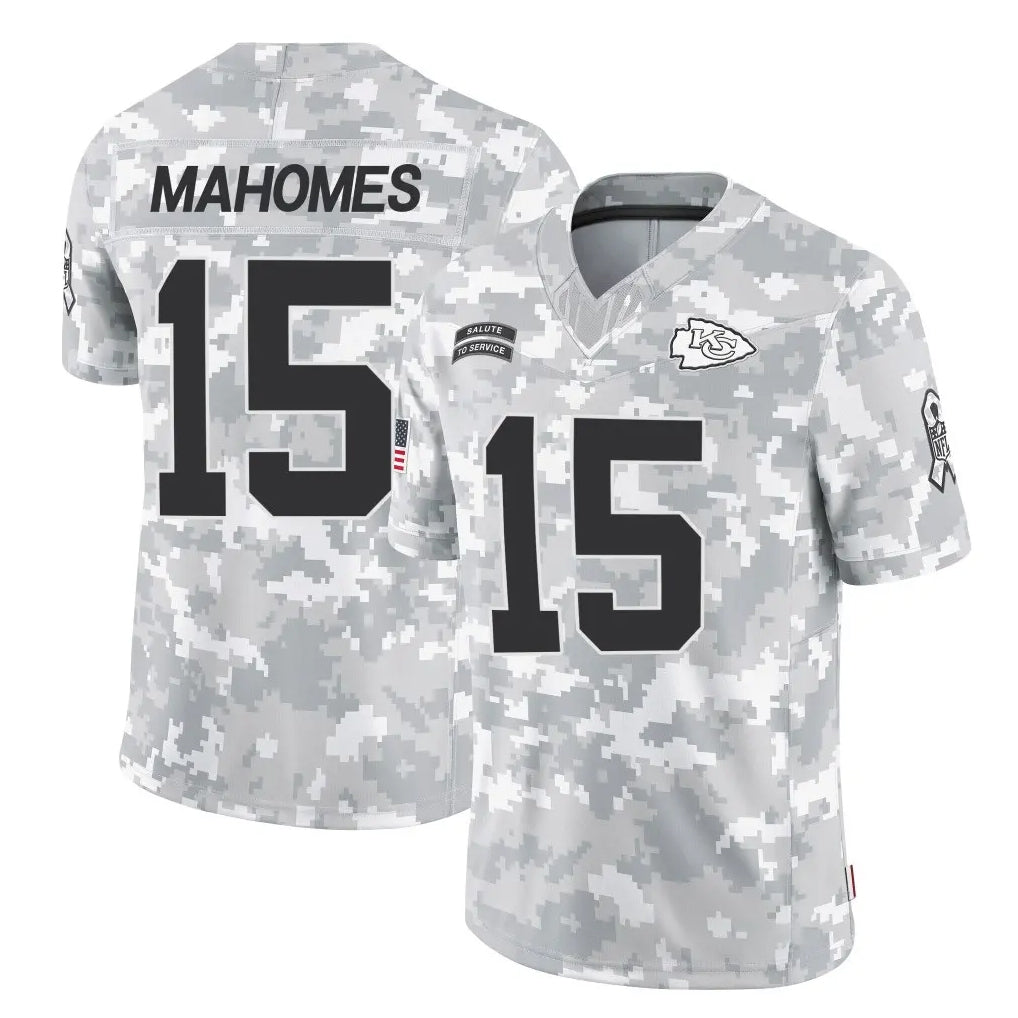 Rebec KC.Chiefs #15 Patrick Mahomes Player Arctic Camo Salute To Service Limited Game Stitched Jerseys