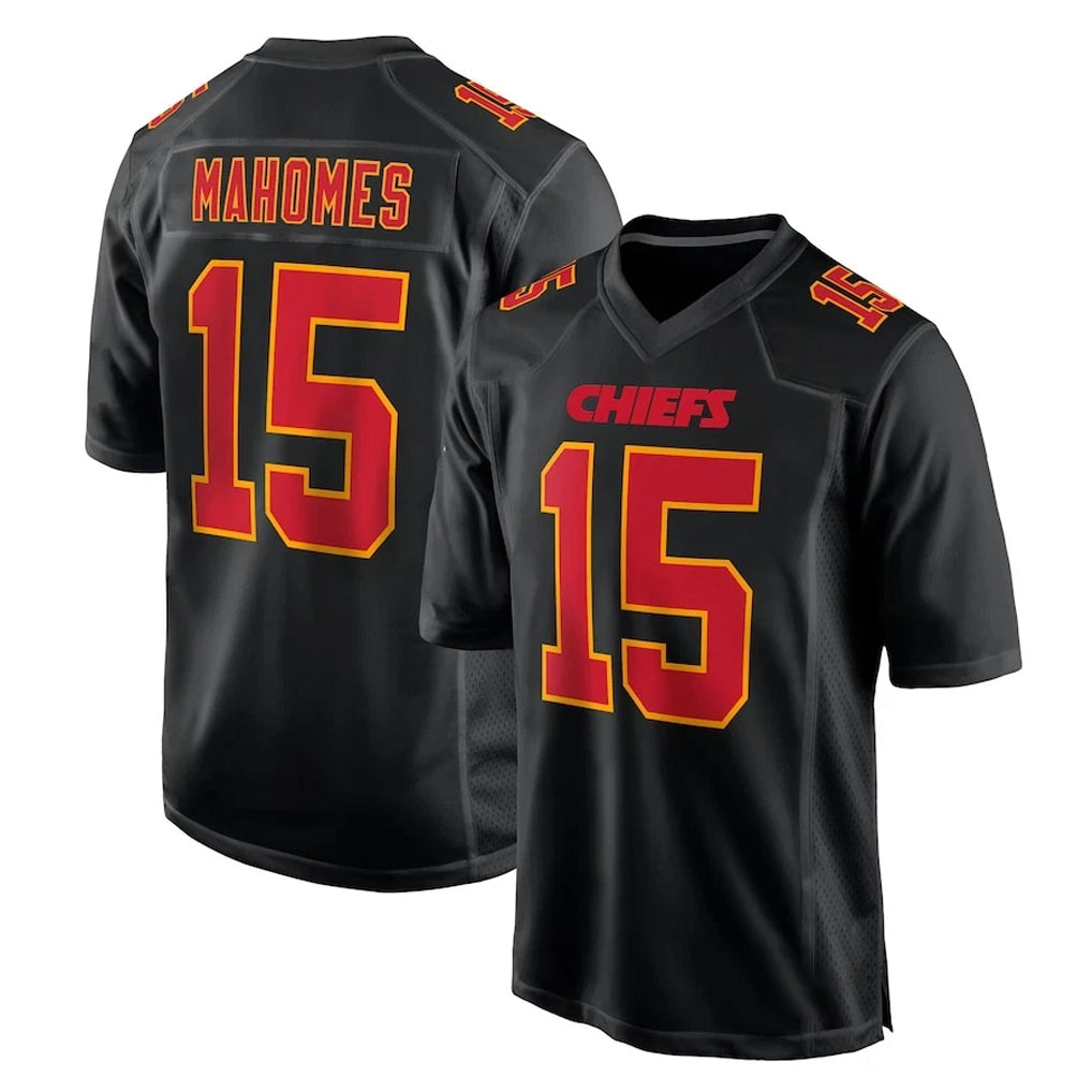 Rebec KC.Chiefs #15 Patrick Mahomes Player Black Fashion Home Game Stitched Jerseys
