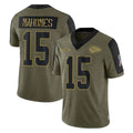 Rebec KC.Chiefs #15 Patrick Mahomes Player Olive Salute To Service Limited Game Stitched Jerseys
