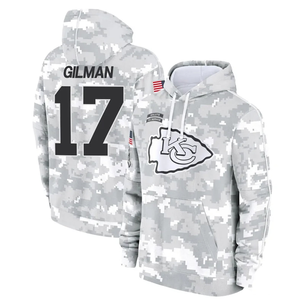 Rebec KC.Chiefs #17 Alohi Gilman Player Arctic Camo Salute to Service Hoodies Limited Game Stitched Jerseys