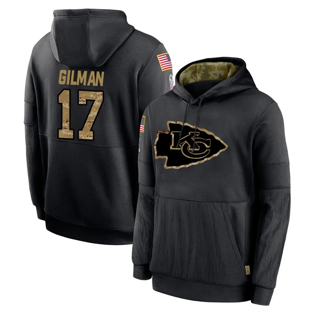 Rebec KC.Chiefs #17 Alohi Gilman Player Black Salute to Service Hoodies Limited Game Stitched Jerseys