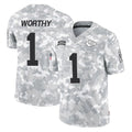 Rebec KC.Chiefs #1 Xavier Worthy Player Arctic Camo Salute To Service Limited Game Stitched Jerseys