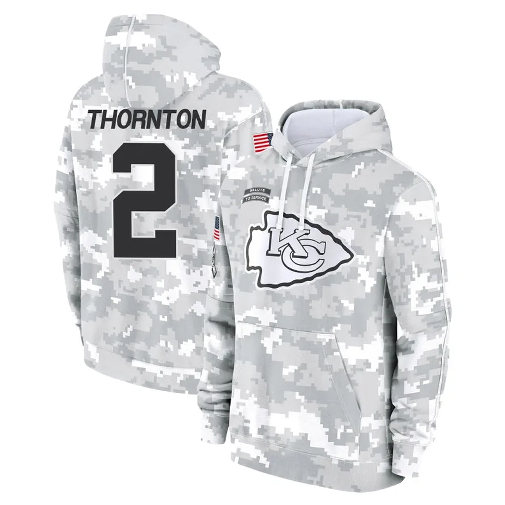 Rebec KC.Chiefs #2 Tyquan Thornton Player Arctic Camo Salute to Service Hoodies Limited Game Stitched Jerseys