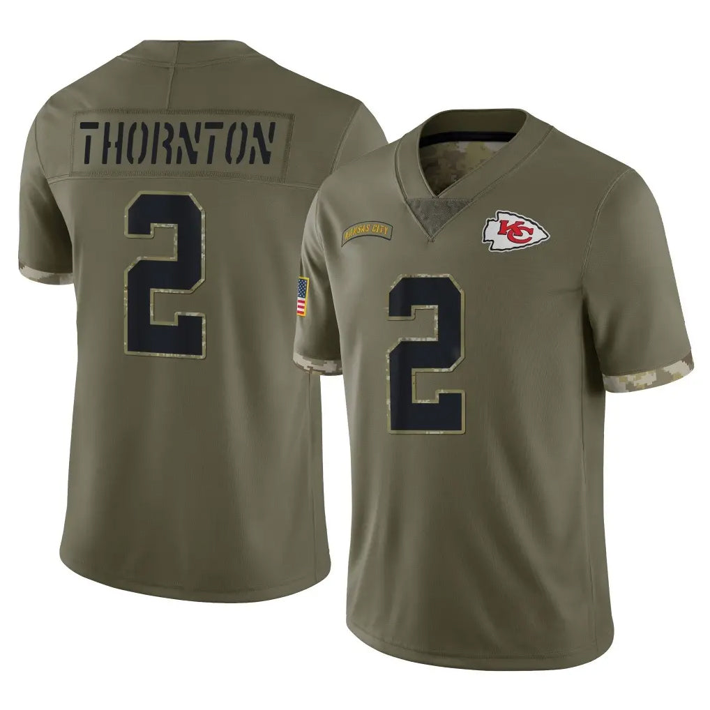 Rebec KC.Chiefs #2 Tyquan Thornton Player Olive Salute To Service Limited Stitched Jerseys