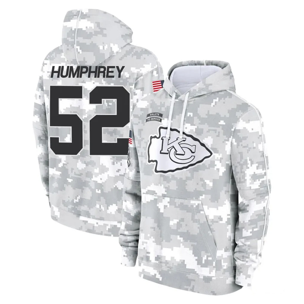 Rebec KC.Chiefs #52 Creed Humphrey Player Arctic Camo Salute to Service Hoodies Limited Game Stitched Jerseys