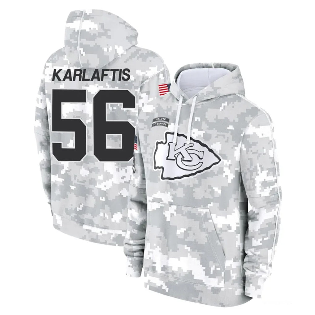 Rebec KC.Chiefs #56 George Karlaftis Player Arctic Camo Salute to Service Hoodies Limited Game Stitched Jerseys