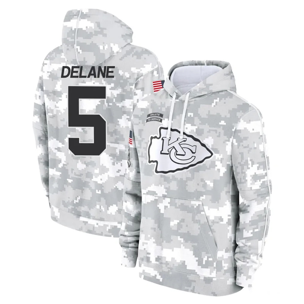 Rebec KC.Chiefs #5 Mansoor Delane Player Arctic Camo Salute to Service Hoodies Limited Game Stitched Jerseys