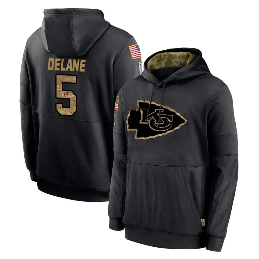 Rebec KC.Chiefs #5 Mansoor Delane Player Black Salute to Service Hoodies Limited Game Stitched Jerseys