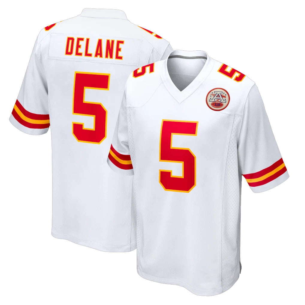 Rebec KC.Chiefs #5 Mansoor Delane Player White Home Game Stitched Jerseys