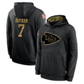Rebec KC.Chiefs #7 Harrison Butker Player Black Salute to Service Hoodies Limited Game Stitched Jerseys