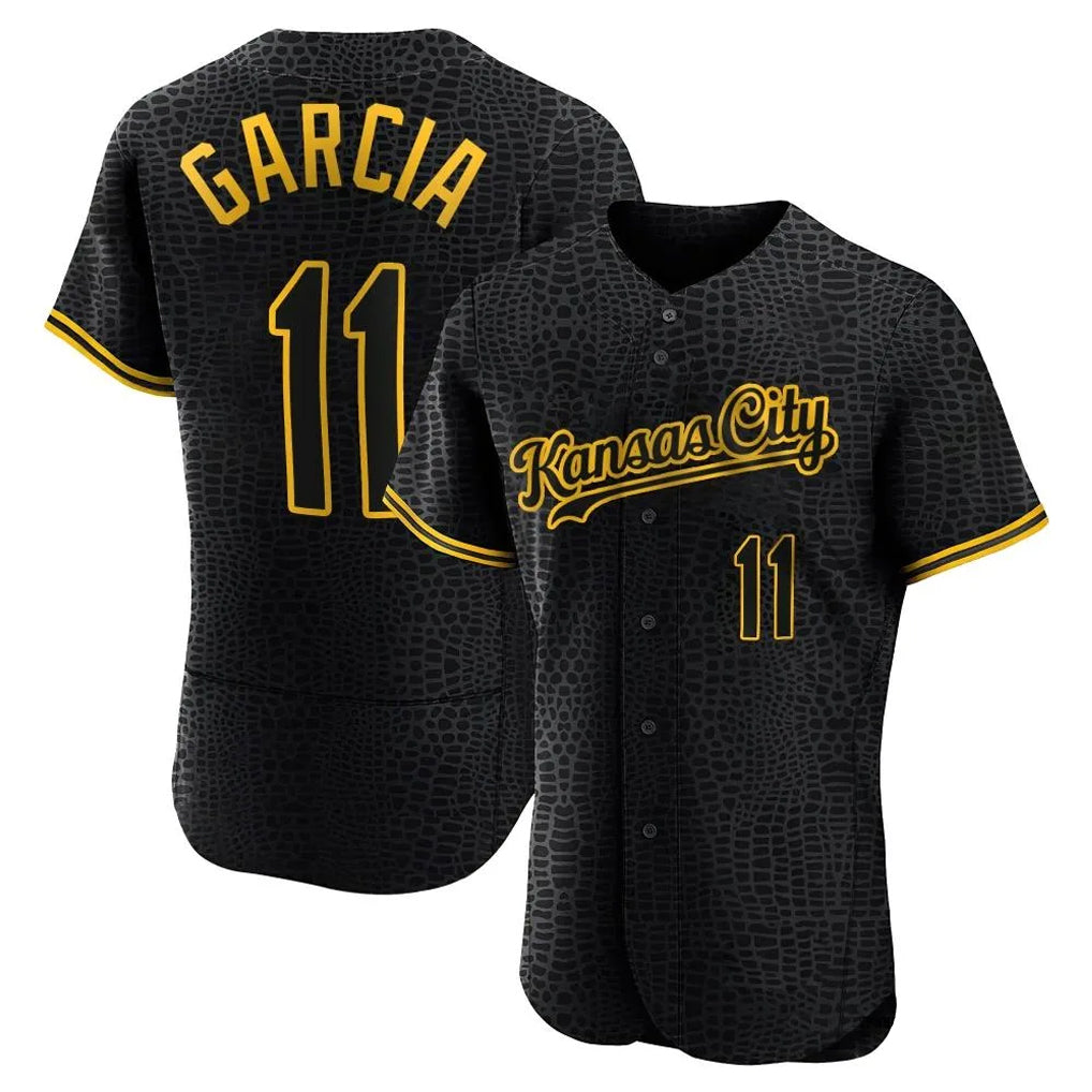 Rebec KC.Royals #11 Maikel Garcia Player Black Snake Skin City Limited Elite Stitched Jerseys