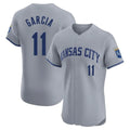 Rebec KC.Royals #11 Maikel Garcia Player Gray Limited Elite Home Stitched Jerseys