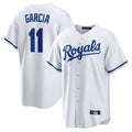 Rebec KC.Royals #11 Maikel Garcia Player White Home Game Stitched Jerseys