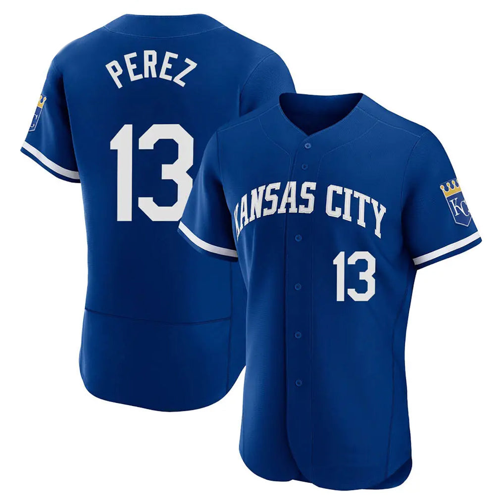 Rebec KC.Royals #13 Salvador Perez Player Royal City Connect Limited Elite Home Game Stitched Jerseys