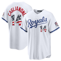 Rebec KC.Royals #14 Jac Caglianone White USA 250 Fourth of July Home Stadium Stitched Jersey
