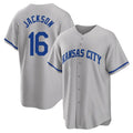 Rebec KC.Royals #16 Bo Jackson Player Gray Game Home Stitched Jerseys