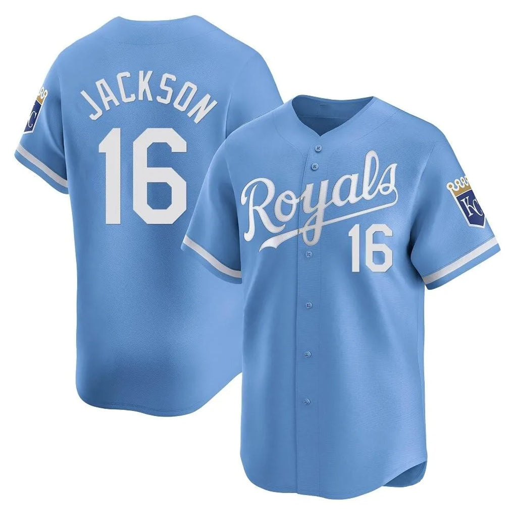 Rebec KC.Royals #16 Bo Jackson Player Light Blue Alt Limited Home Stitched Jerseys