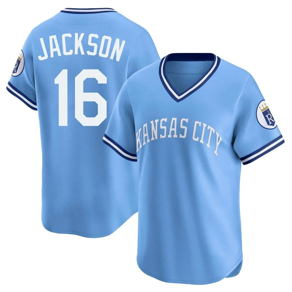 Rebec KC.Royals #16 Bo Jackson Player Light Blue Limited Throwback Cooperstown Collection T-shirt Stitched Jerseys