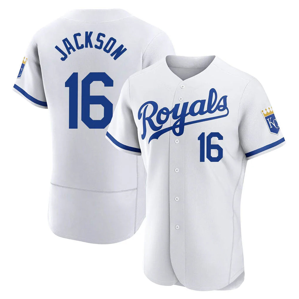 Rebec KC.Royals #16 Bo Jackson Player White Limited Elite Home Game Stitched Jerseys
