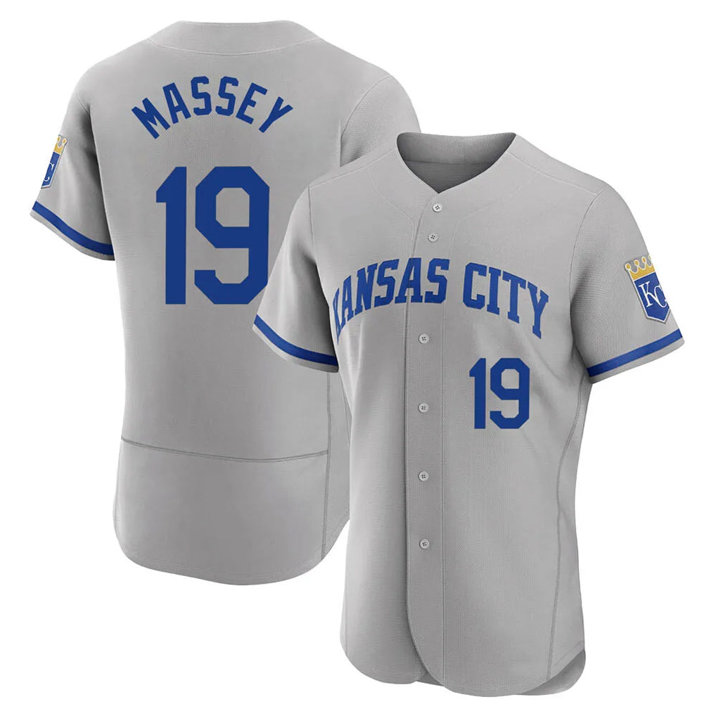 Rebec KC.Royals #19 Michael Massey Player Gray Limited Elite Home Game Stitched Jerseys