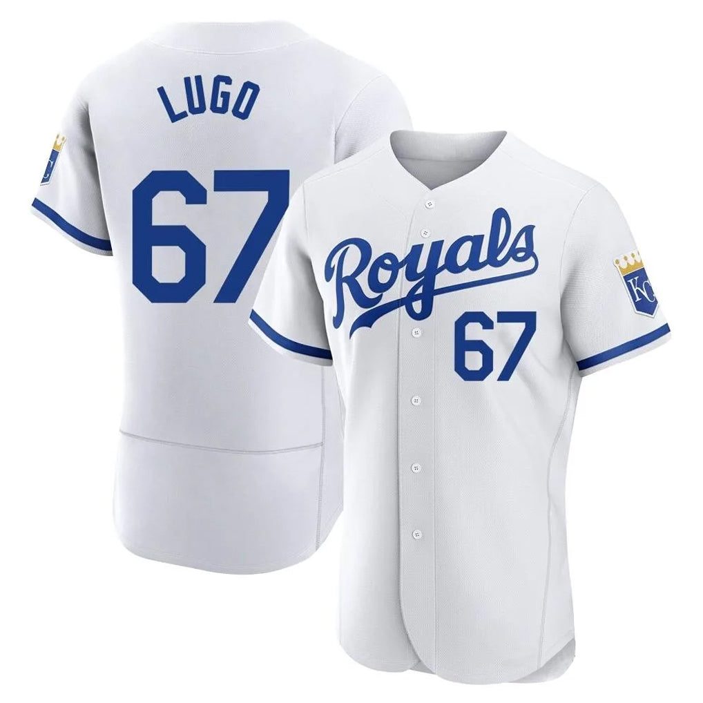 Rebec KC.Royals #67 Seth Lugo Player White Limited Elite Home Game Stitched Jerseys