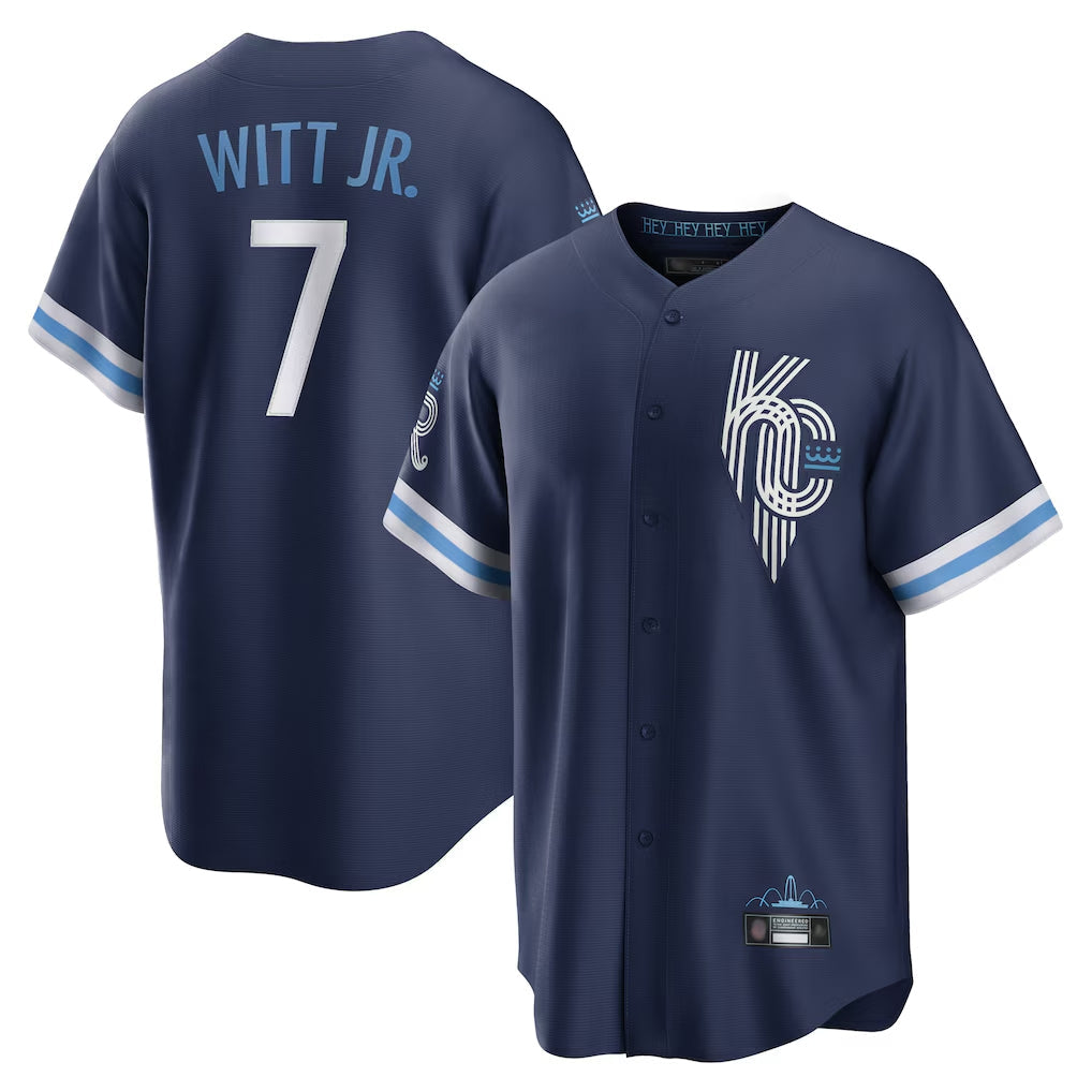 Rebec KC.Royals #7 Bobby Witt Jr. Player Navy City Connect Home Game Stitched Jerseys
