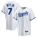 Rebec KC.Royals #7 Bobby Witt Jr. Player White Home Game Stitched Jerseys