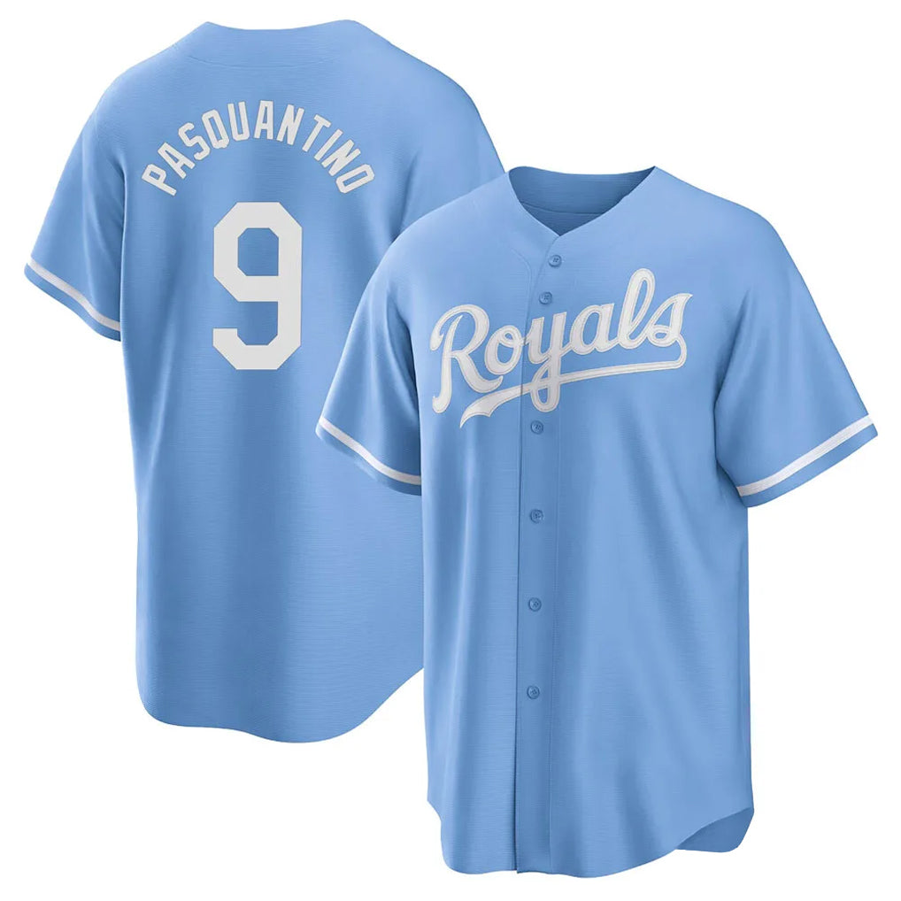 Rebec KC.Royals #9 Vinnie Pasquantino Player Light Blue Home Game Stitched Jerseys