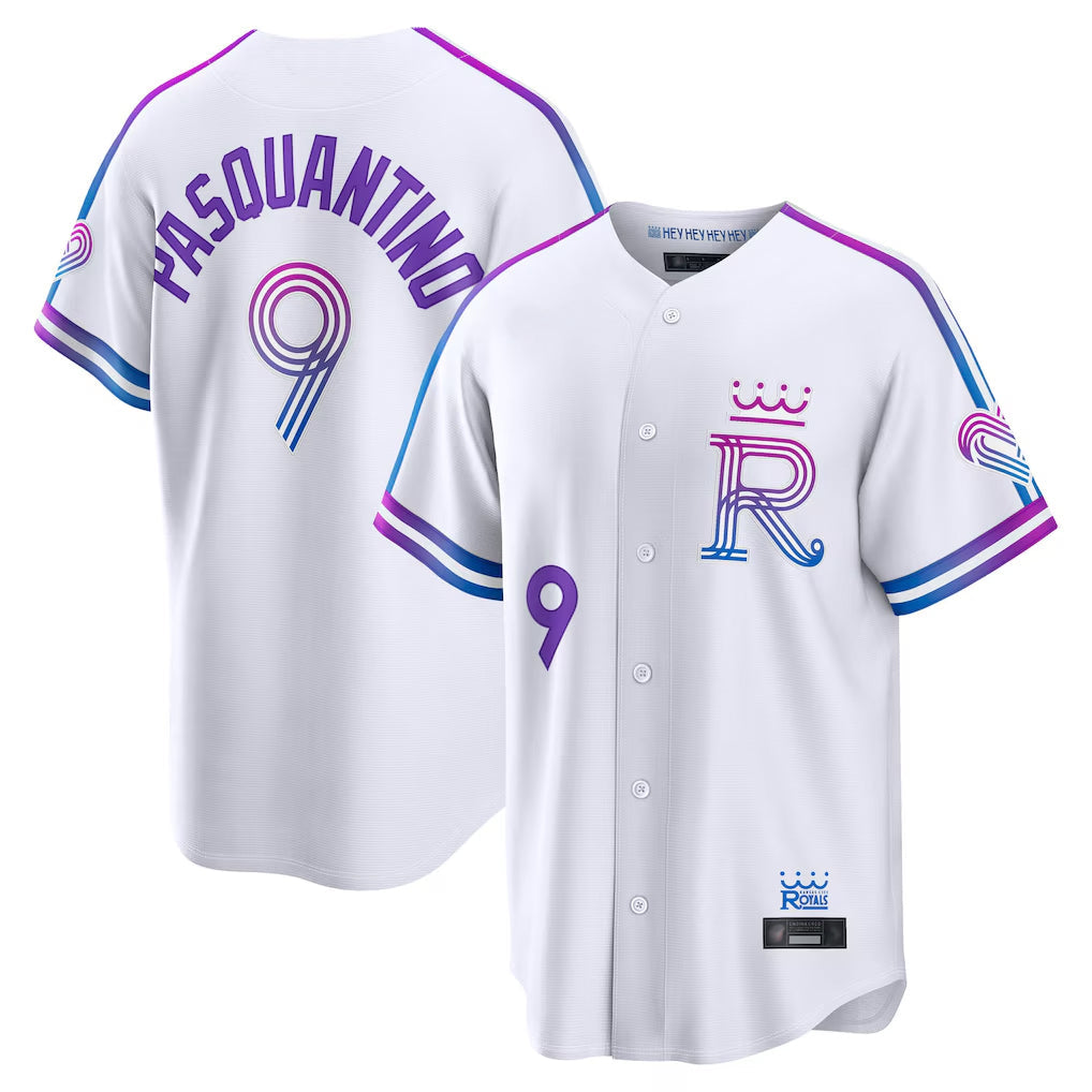 Rebec KC.Royals #9 Vinnie Pasquantino Player White 2026 City Connect Limited Home Stitched Jerseys