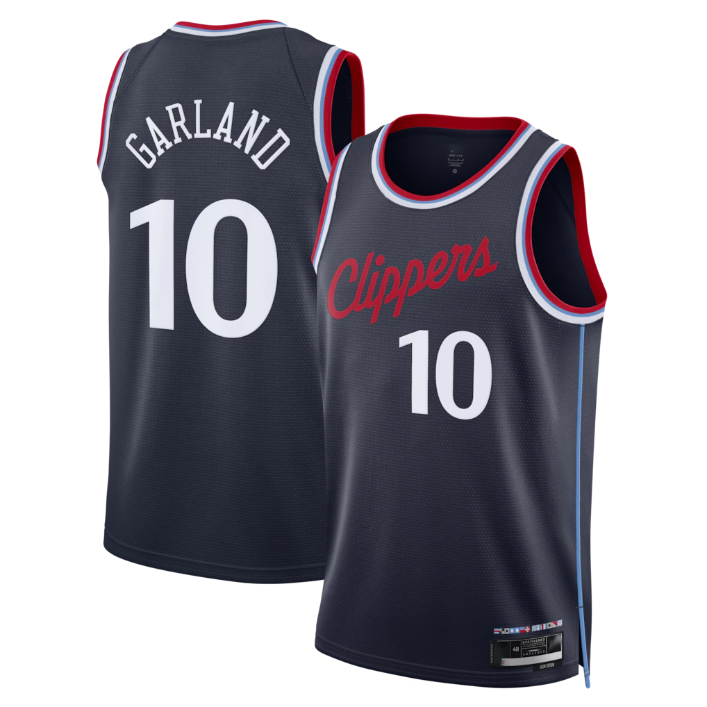 Rebec L.Clippers #10 Darius Garland Navy Swingman Stitched Jerseys- Icon Edition