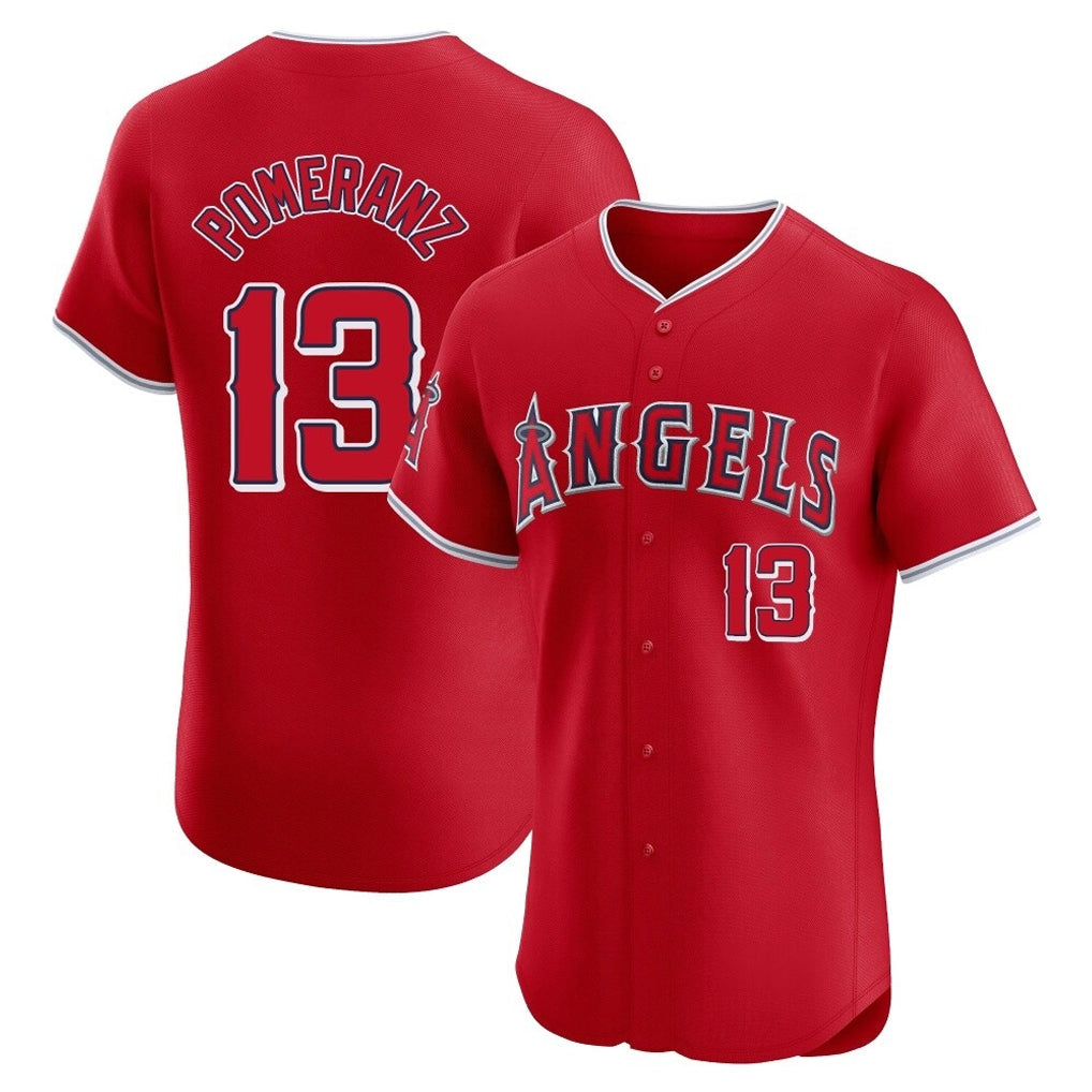 Rebec LA.Angels #13 Drew Pomeranz Player Red Home Limited Elite Stitched Jerseys
